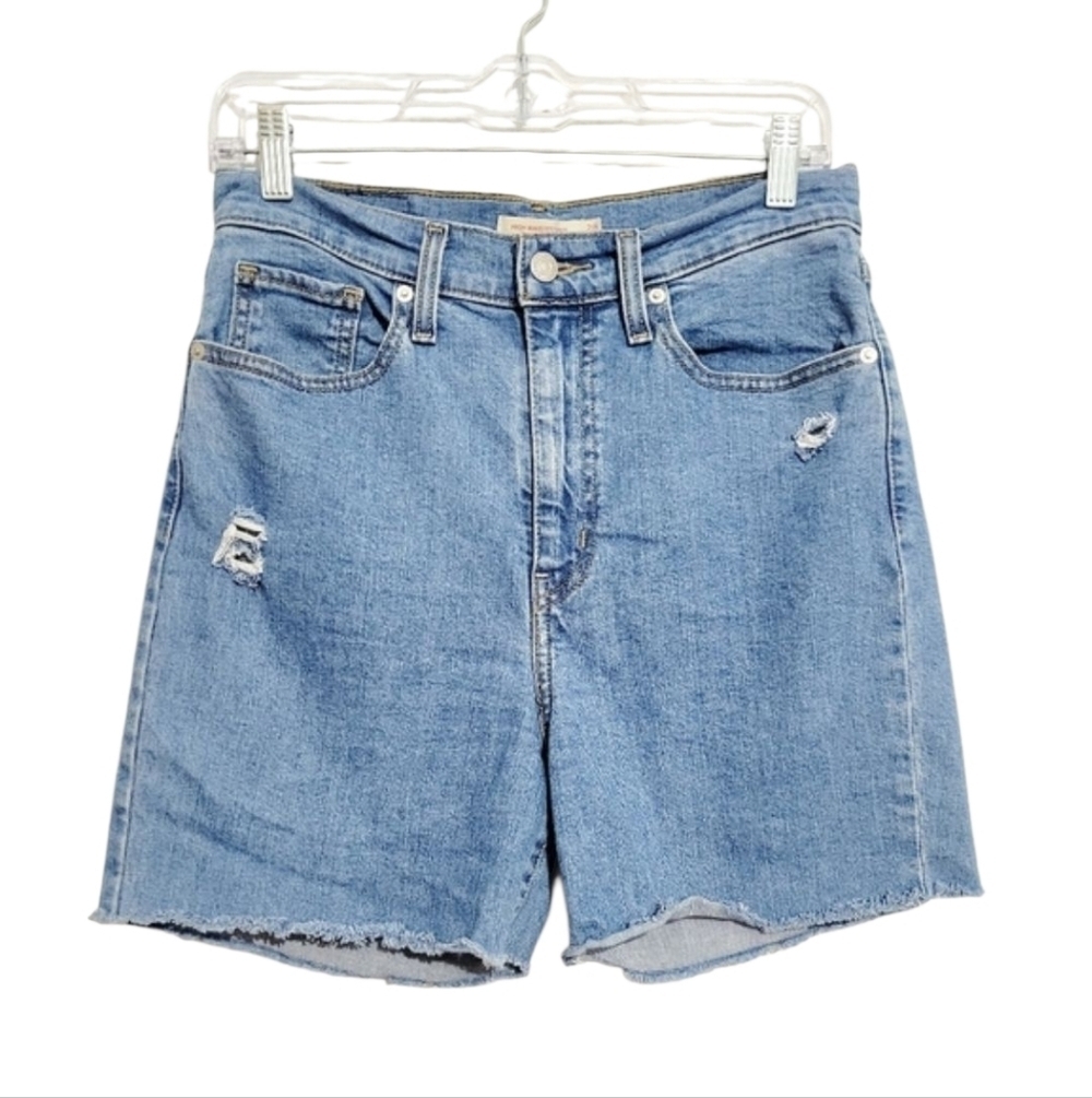 Levi’s Women’s High Waisted Denim Shorts Distressed Cutoff Blue Size 28